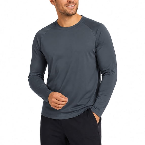 AZoiNM Men's Solid Long Sleeve T-Shirt Relaxed Fit Breathable Casual Top Athletic Wear