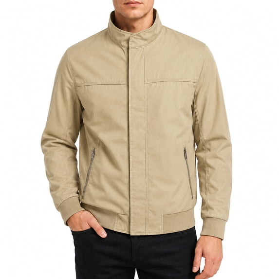 AZoiNM Men's Stand Collar Zip Jacket Loose Fit Lightweight Casual Long Sleeve Spring Fall