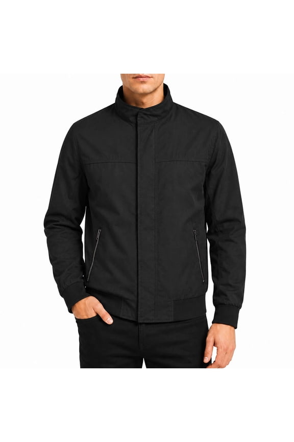 Men's Stand Collar Zip Jacket Loose Fit Lightweight Casual Long Sleeve Spring Fall