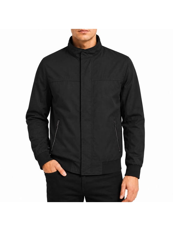 Men's Stand Collar Zip Jacket Loose Fit Lightweight Casual Long Sleeve Spring Fall