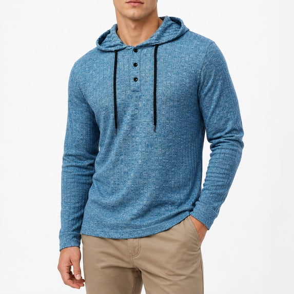 AZoiNM Men's Urban Fashion Hoodie, Casual Button-Down Sweatshirt, Lightweight Long Sleeve Hooded Pullover for All Seasons