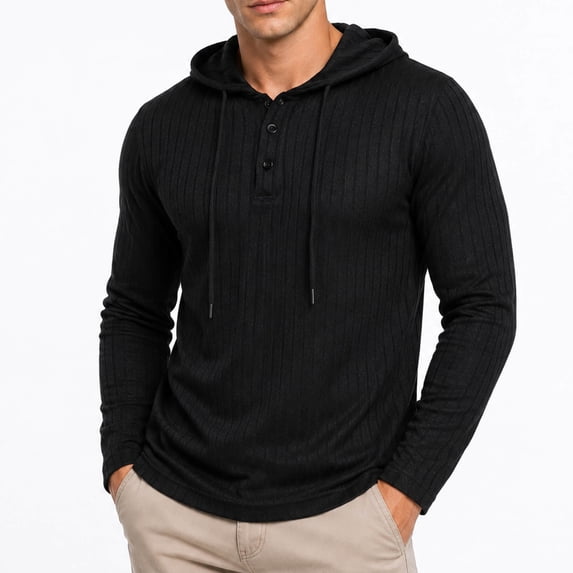 AZoiNM Men's Urban Fashion Hoodie, Casual Button-Down Sweatshirt, Lightweight Long Sleeve Hooded Pullover for All Seasons