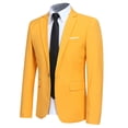 thumbnail image 1 of AZoiNM Men's Yellow Slim Fit Blazer, Single Breasted One Button Sport Coat, Notch Lapel Casual Suit Jacket for Wedding, Prom, Party, Business, 1 of 13