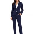 thumbnail image 1 of AZoiNM Women's 2 Piece Pant Suit Set Slim Fit Single Button Blazer & Pants Professional Business Work Outfit, 1 of 12