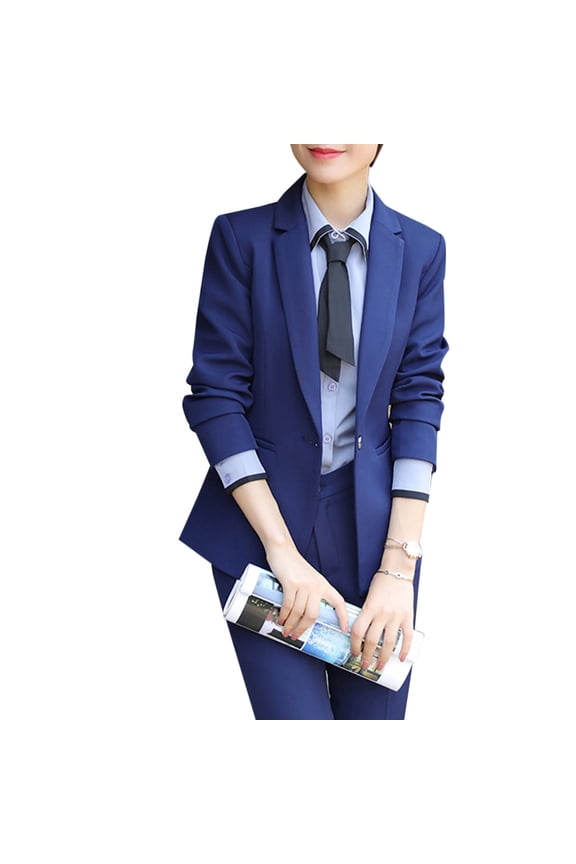 Women's 2 Piece Pant Suit Set Slim Fit Single Button Blazer & Pants Professional Business Work Outfit