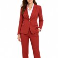 thumbnail image 1 of AZoiNM Women's 2-Piece Slim Fit Suit Set, Classic Lapel Blazer and Straight Pants, Business Casual Office Work Outfits for Spring Summer Fall, 1 of 12