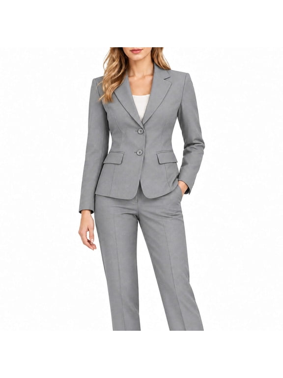 Women's 2 Piece Suit Set, Slim Fit Business Casual Blazer and Straight Pants for Office Work Professional Interview Outfits