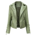 thumbnail image 1 of AZoiNM Women's Faux Leather Motorcycle Jacket, Lace-Up Side Zip Biker Coat, Cropped PU Leather Moto Jacket with Lapel, Long Sleeve Fall Outerwear, 1 of 13