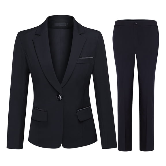 AZoiNM Women's One Button Blazer Pant Suit Set Slim Fit Business Formal Office Wear