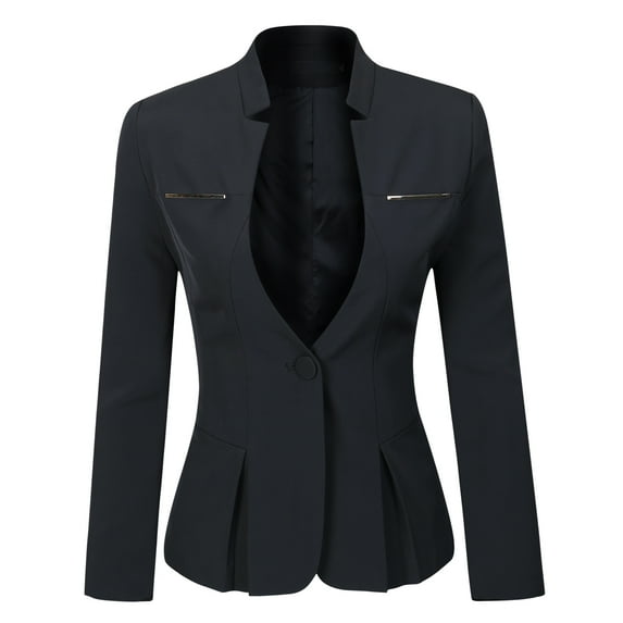 AZoiNM Women's Tailored Peplum Blazer One Button Stretch Polyester Work to Weekend