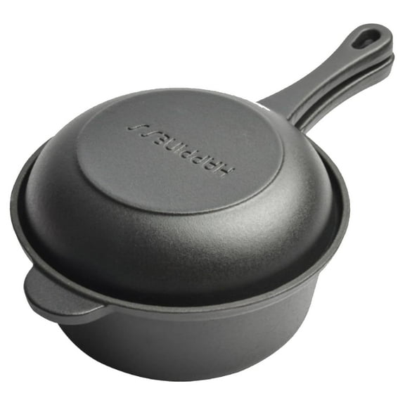 Aa2Zee 1.6 Quart Premium Enameled Cast Iron Sauce Pan with 2-in-1 Skillet Lid, Black - EN2N10907BLK