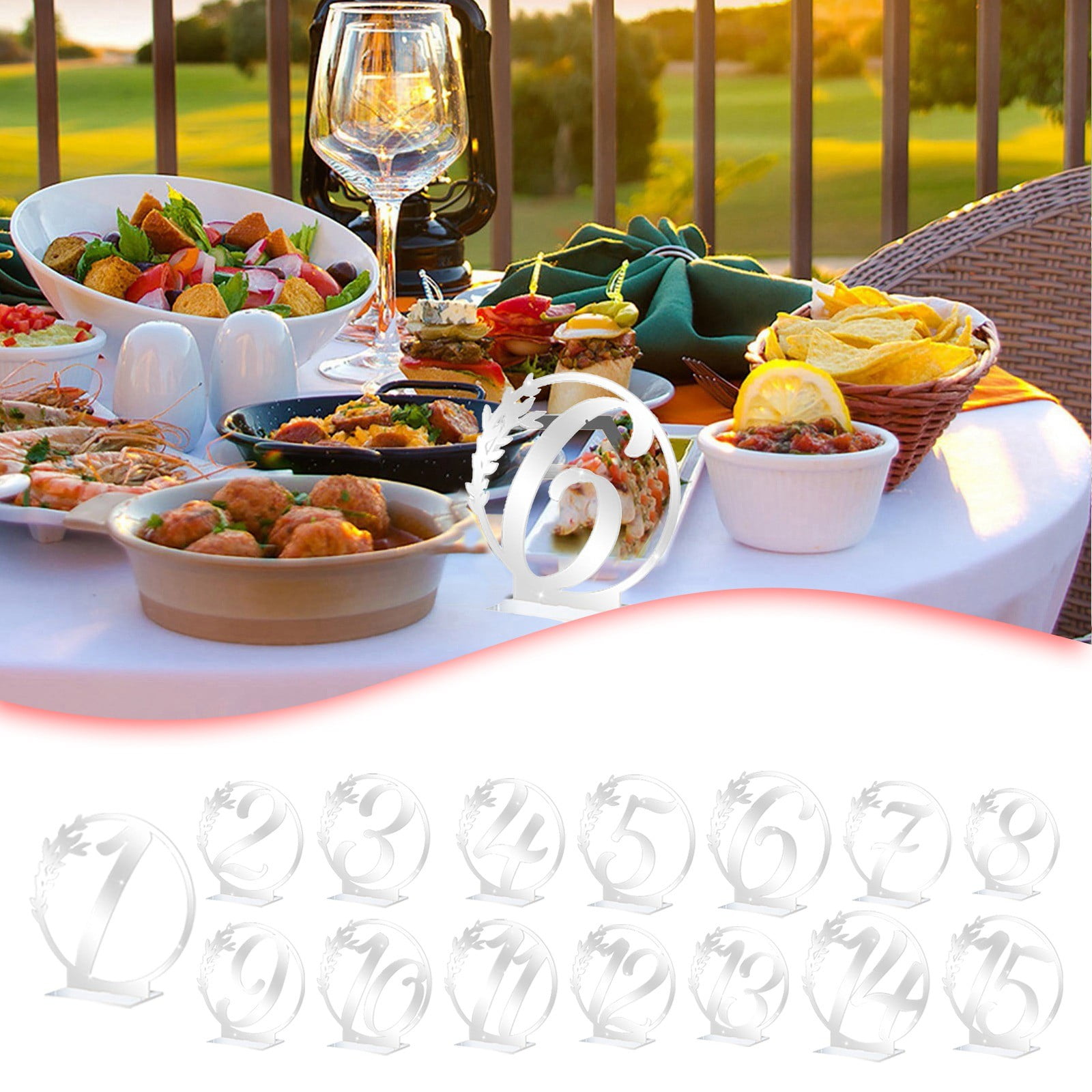 AaSFJEG 2024 Three Silver Acrylic Wedding Digital Table Number Card