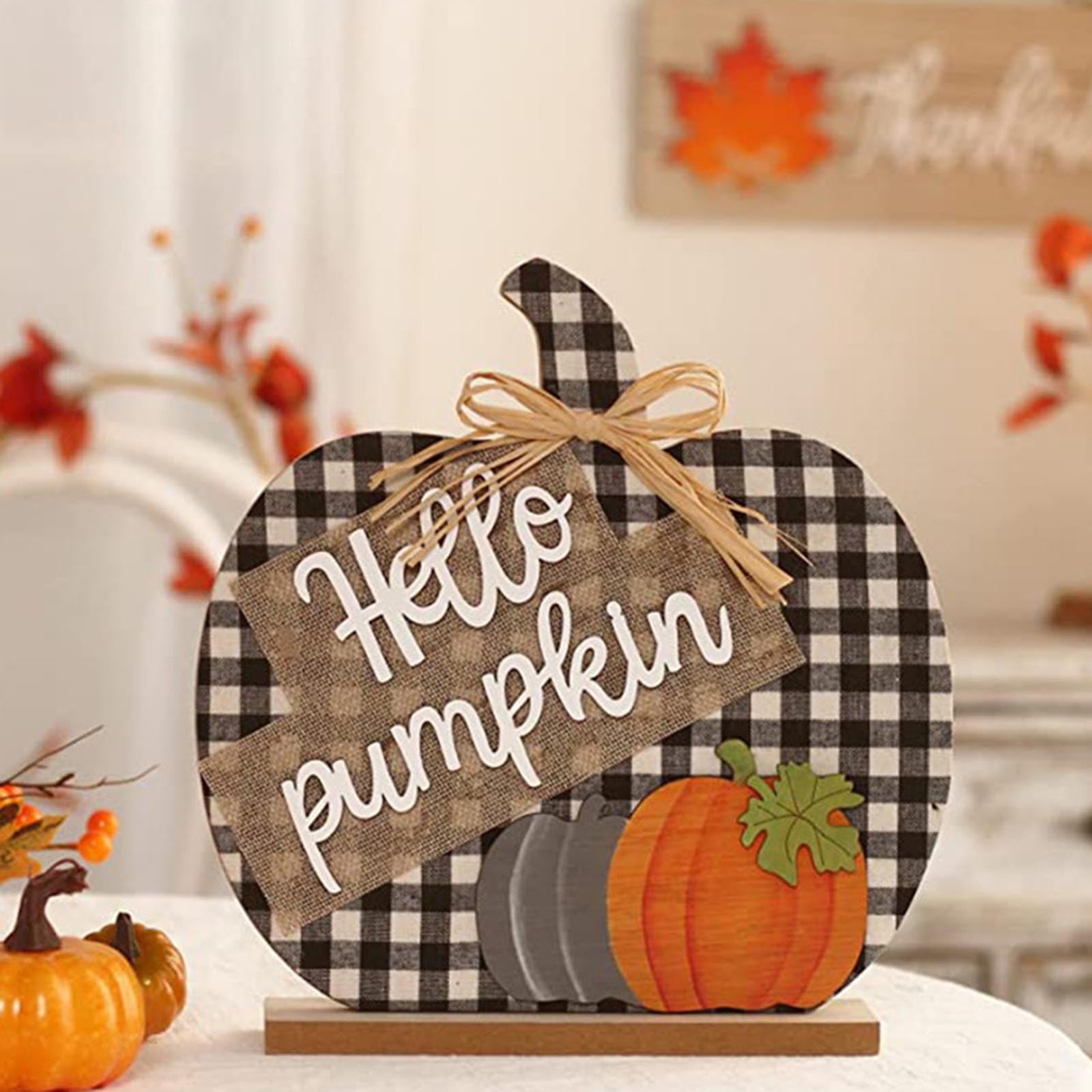 AaSFJEG 2025 Decor New Wooden Fall Buffalo Checkered Tabletop Decor