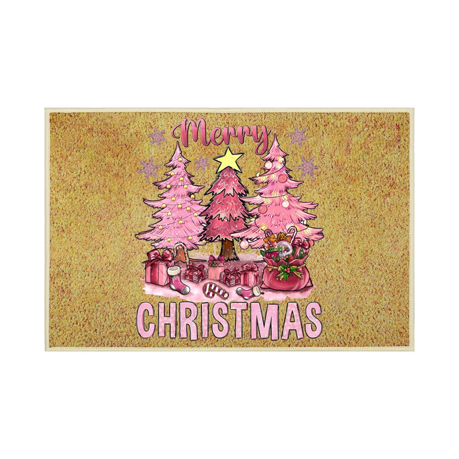AaSFJEG 40x60cm Novelty Xmas Gifts Pink Christmas Tree Floor Mats Funny