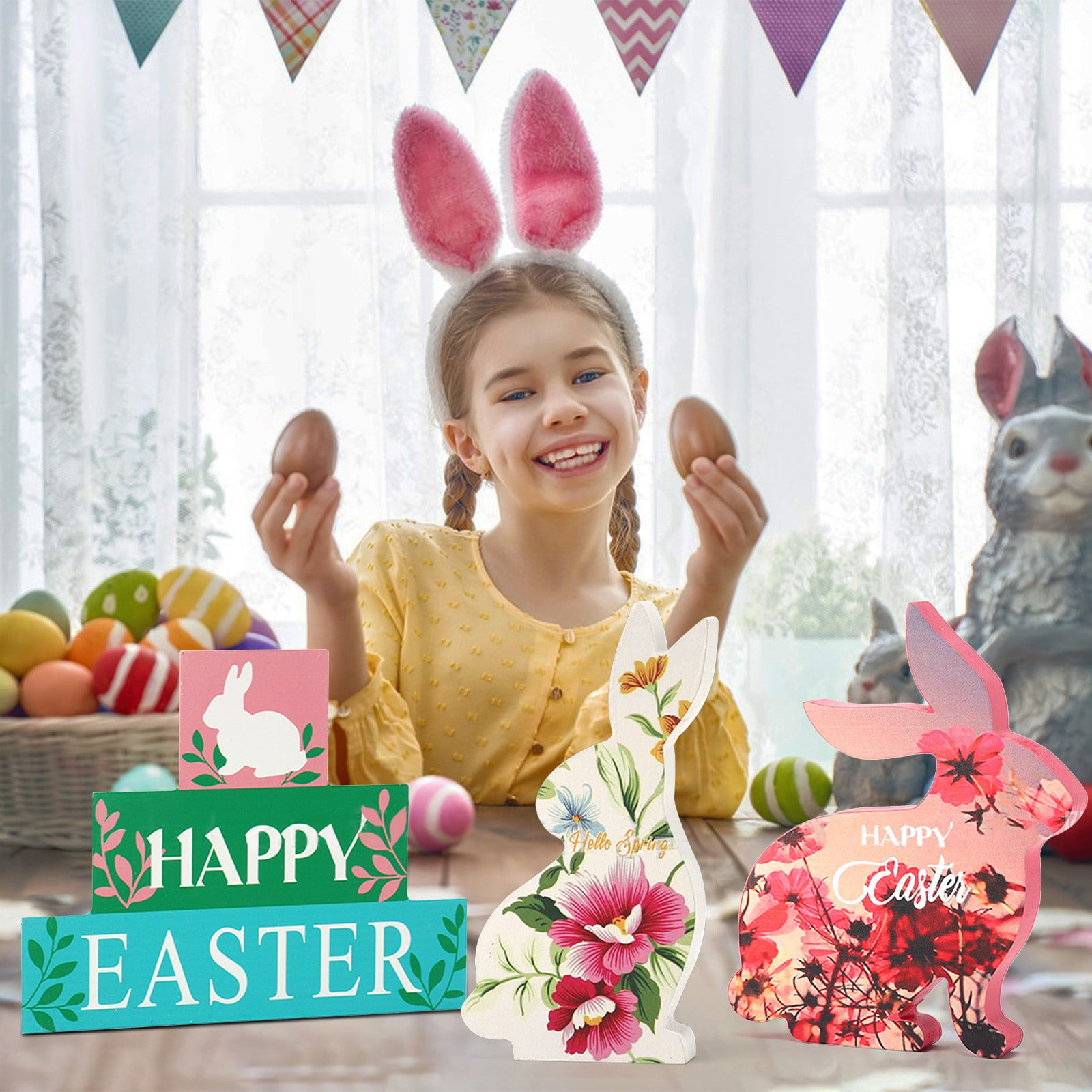 AaSFJEG Boho Table Ornaments Easter Decoration Rabbit Decoration