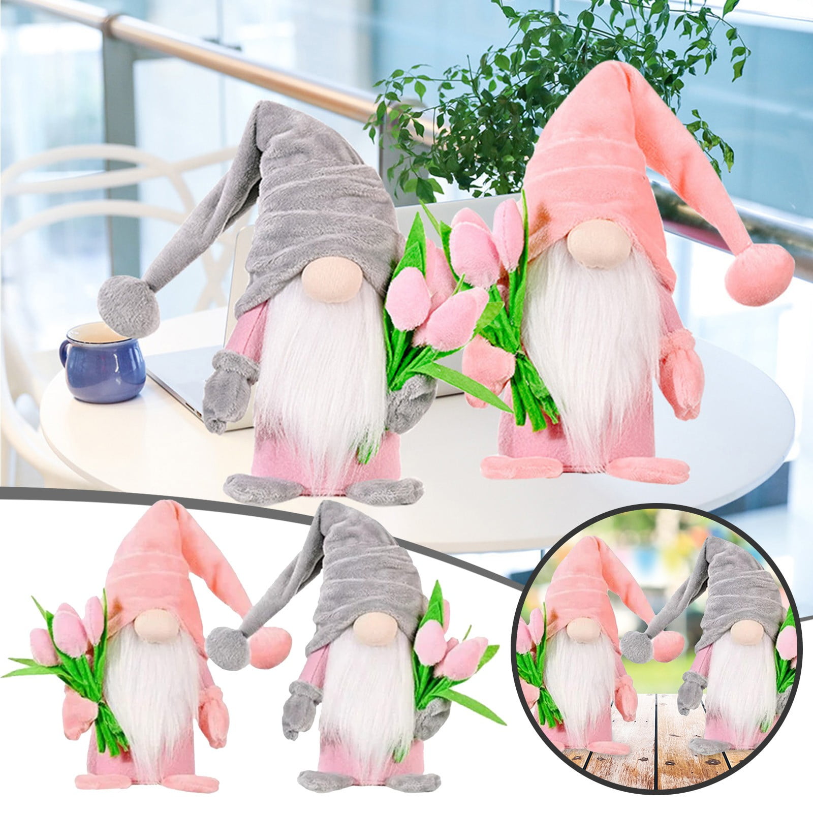 AaSFJEG Decor 2025 2pcs Spring Easter Decorations Plush Bunny Handmade