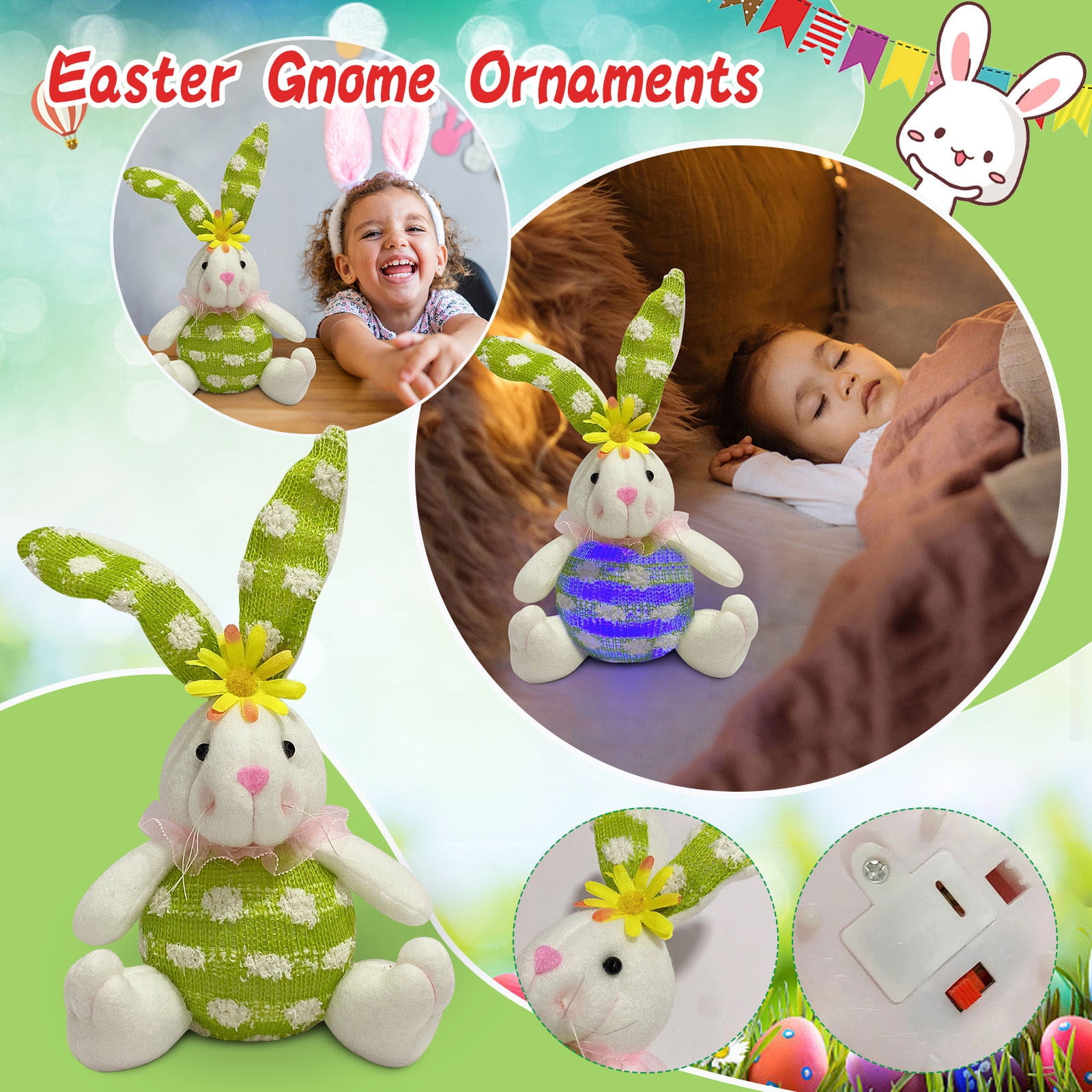 AaSFJEG Decor 2025 Easter Bunny Plush Decor Witch tomte Swedish Table