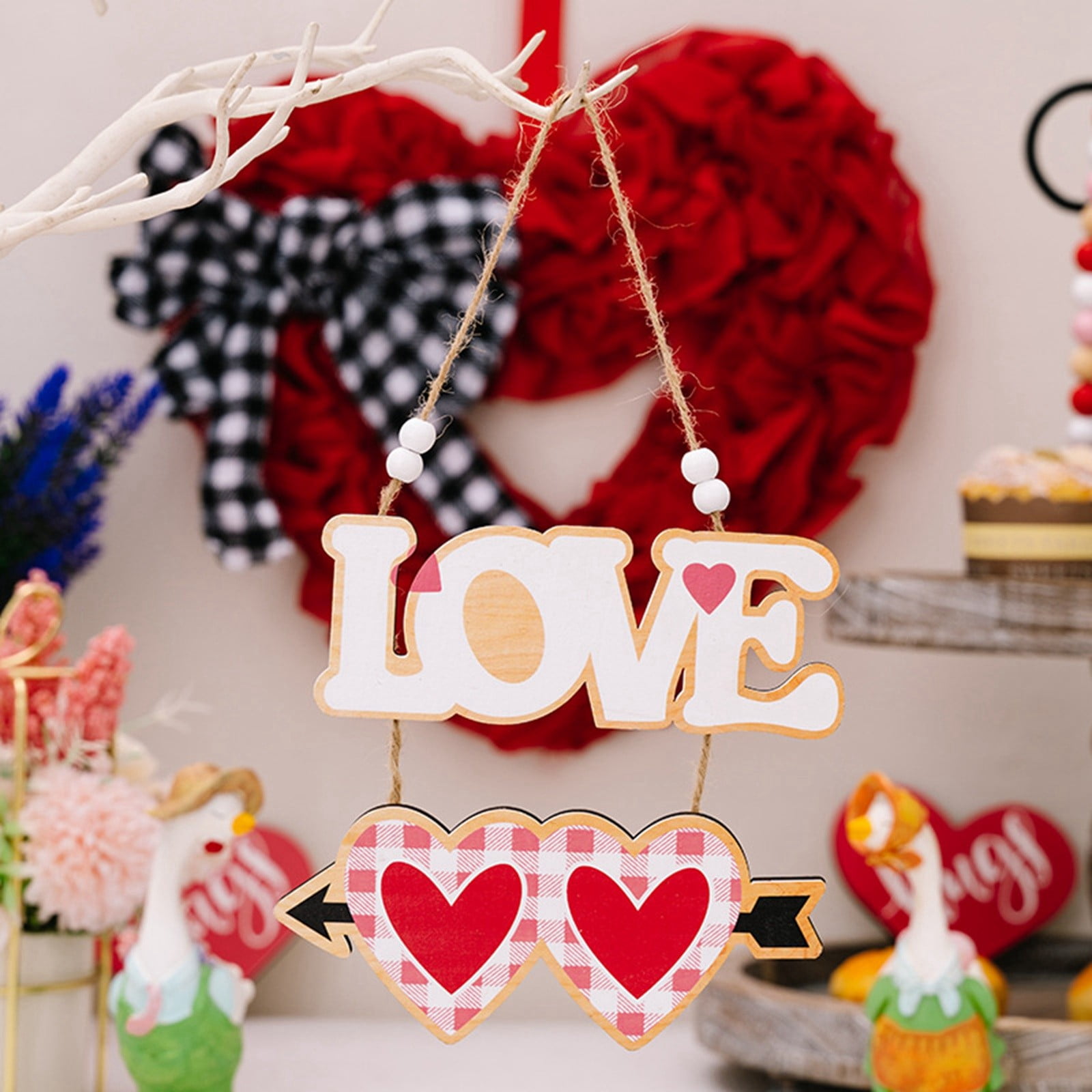 AaSFJEG Decor 2025 Graden Valentine's Day Decorative Supplies Wooden