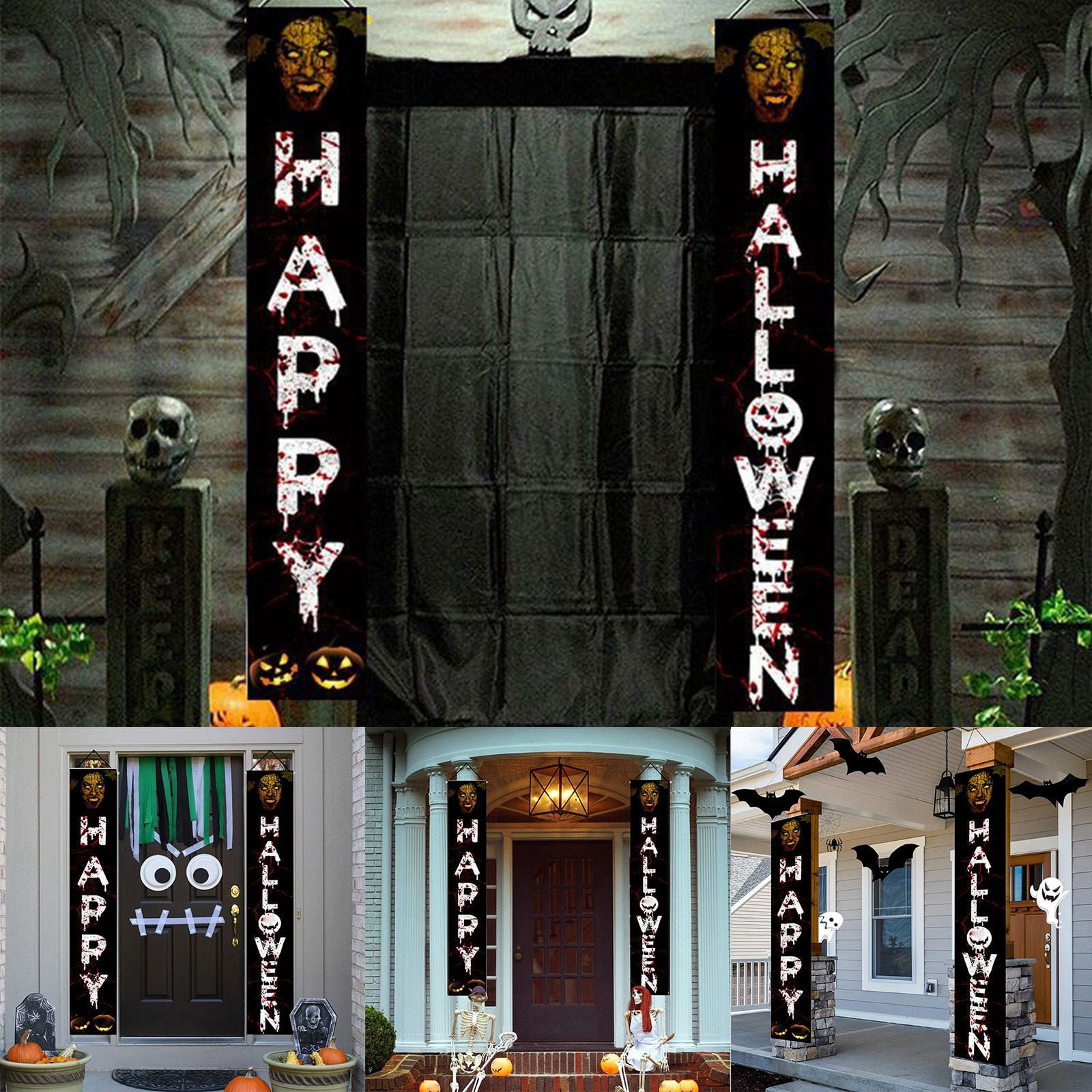 AaSFJEG Decor 2025 Party Scary Lettering Front Porch Banner for Porch ...