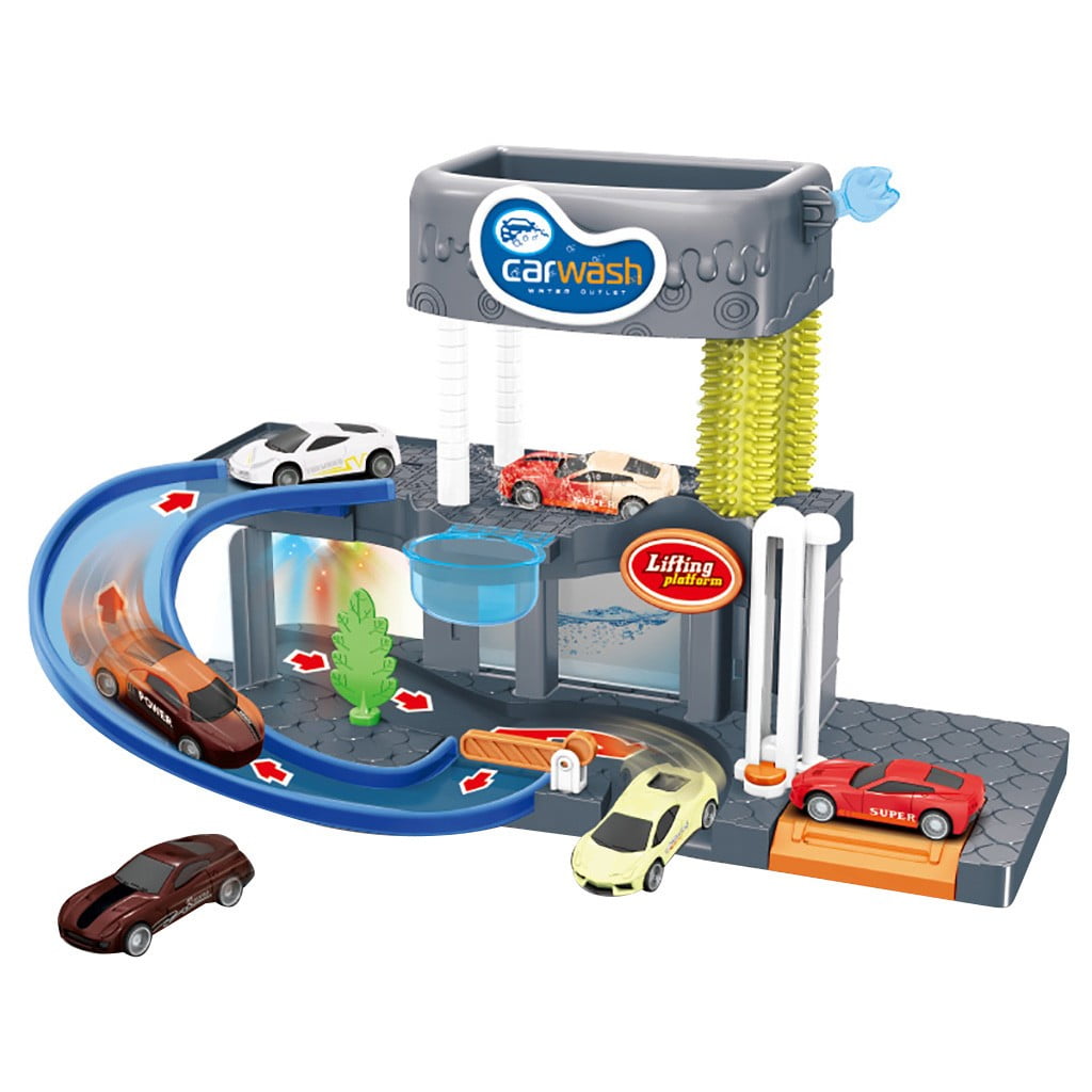 AaSFJEG Father Automatic Lift Car Wash Set Toy with Color Changing Alloy Cars