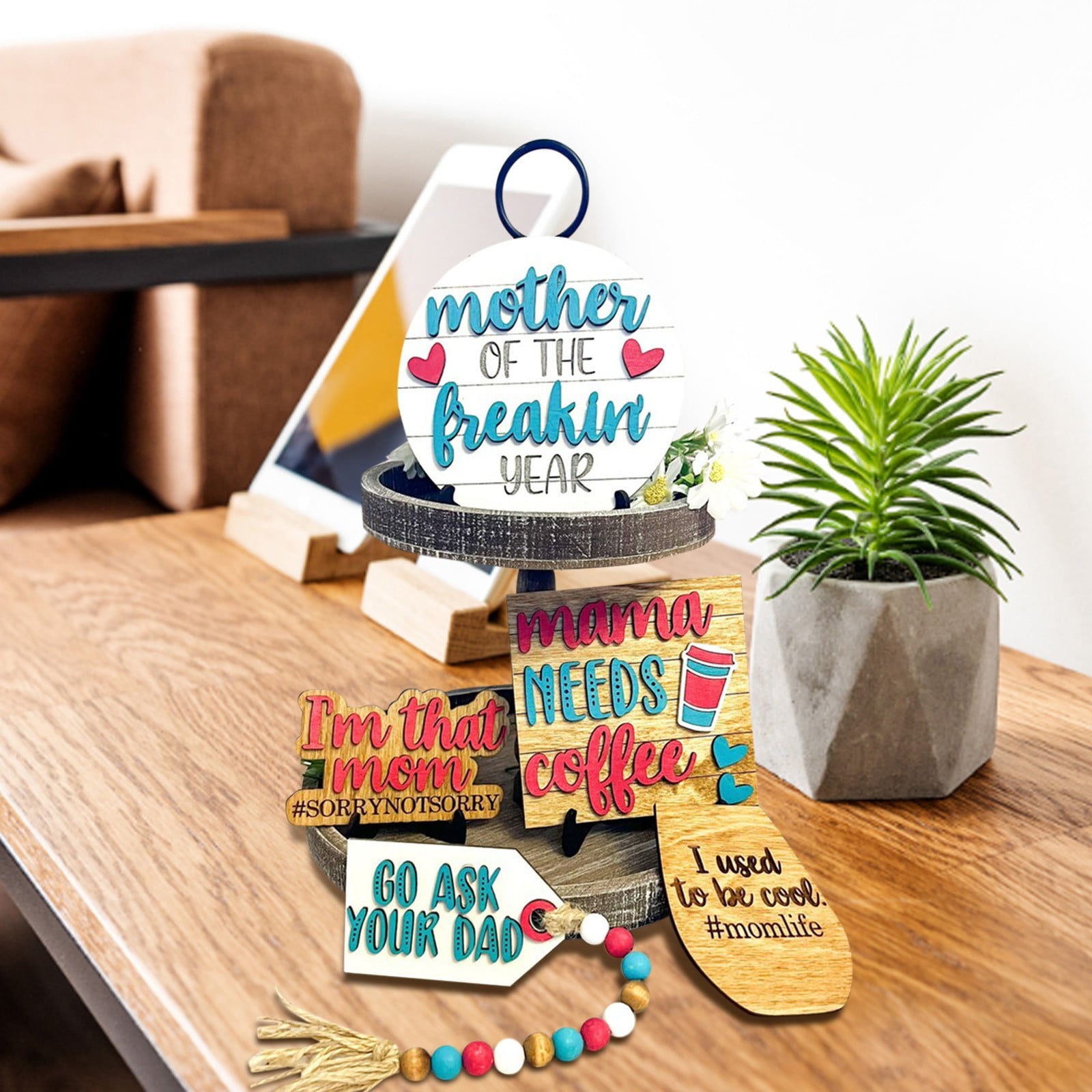 AaSFJEG Graden 2025 Decor 1 Set of Mother's Day Layered Tray Mother ...