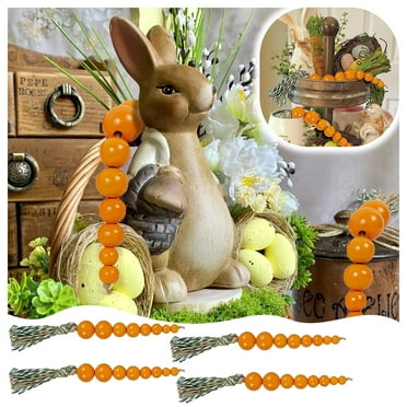 AaSFJEG Home 2025 Decor 4PACK Beaded Carrot Spring Wood Tiered Tray Decorations Easter Beaded Garland Farmhouse Home Decors