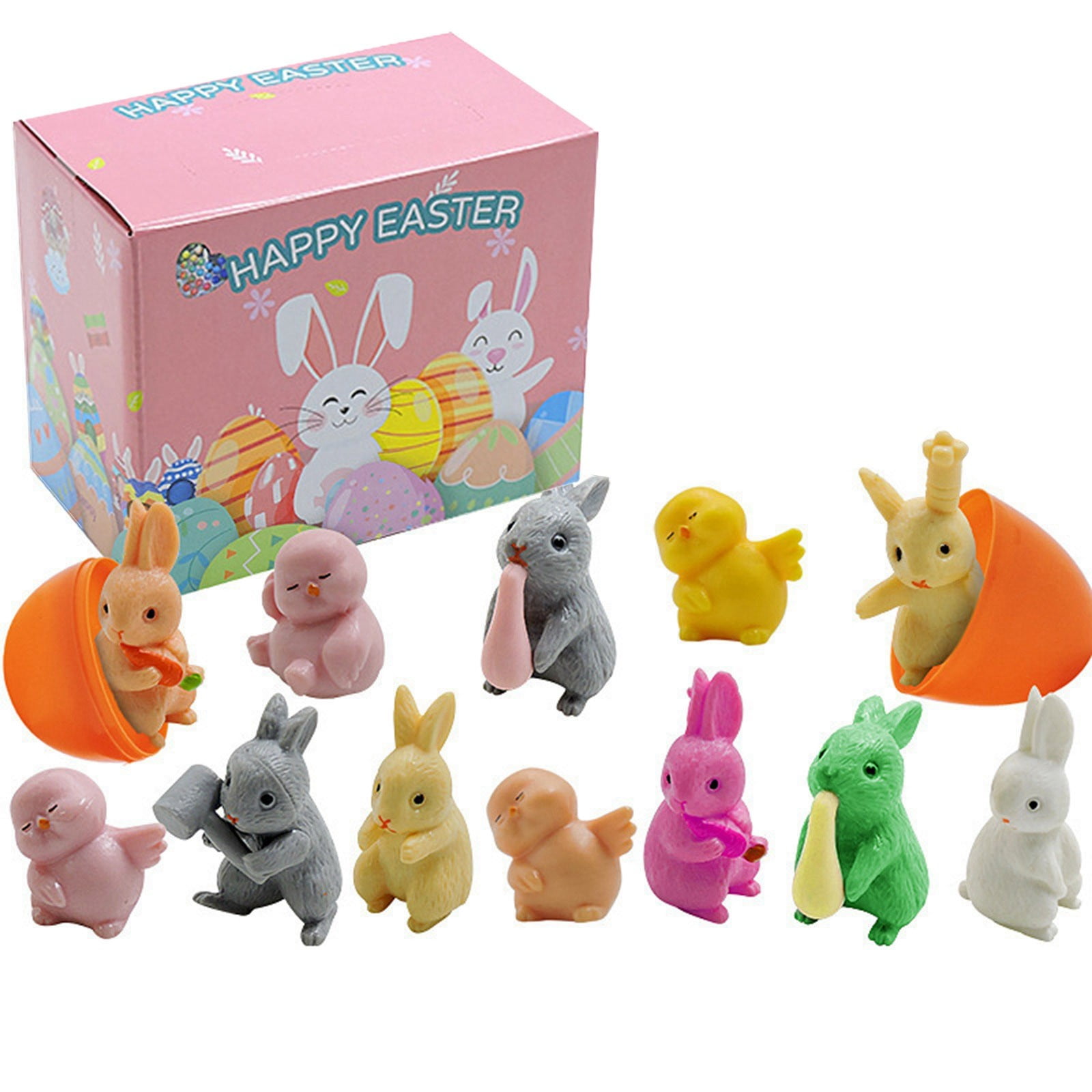 AaSFJEG Home Toy 12pc Easter Set Easter Egg Cartoon Egg Open Eggshell