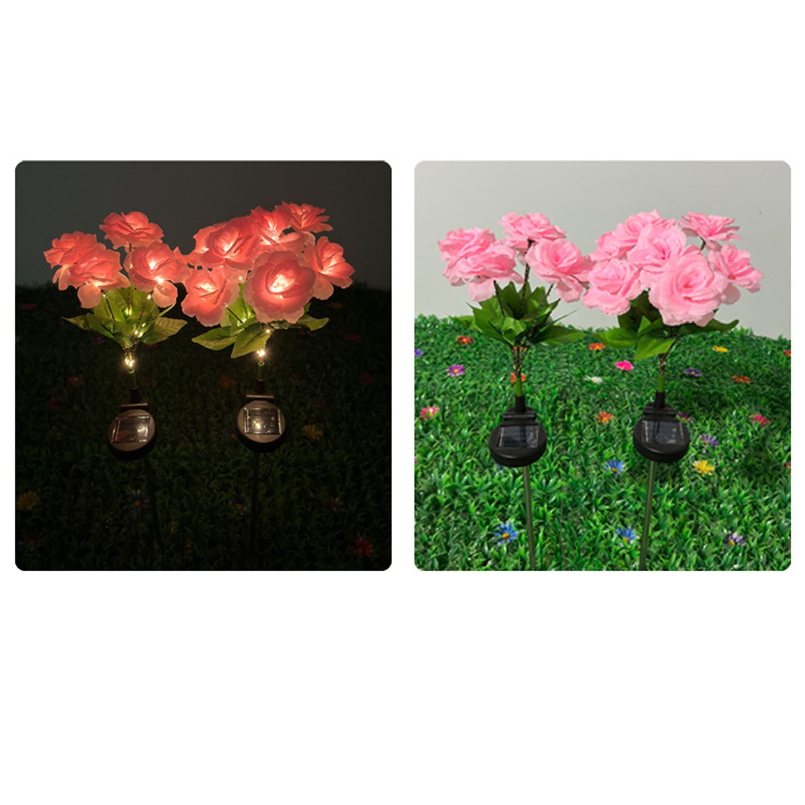 AaSFJEG New 7 Solar Rose Lights Outdoor Garden Decoration inserted