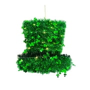 AaSFJEG Outdoor Decor Glittery Happy Day Themed Hanging Sign with to p Hat Saint Day Decor Green for Outdoor Or Indoor