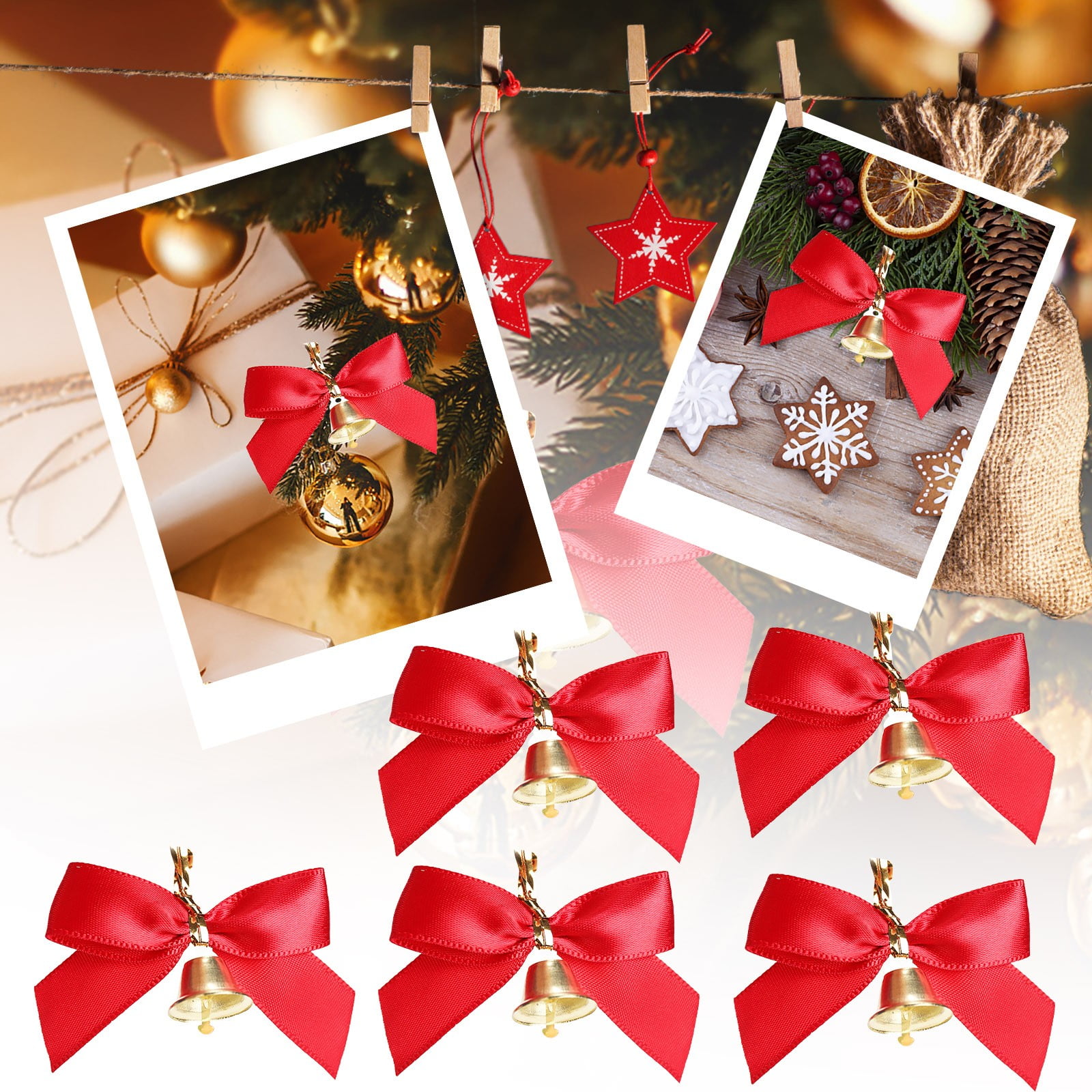 AaSFJEG Party 2025 Decor Party Decorations Red Bell Bows Christmas