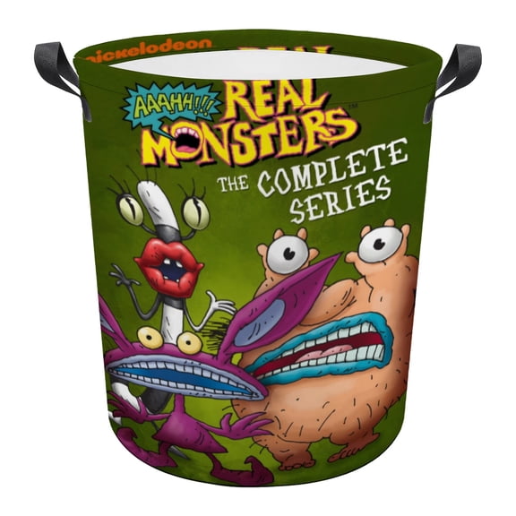 Aaahh!!! Real Monsters Laundry Hamper Storage Basket 13.4 x 16.5 inches Toys Clothes Organizer Bin For Home Bathroom Bedroom Dorm Nursery