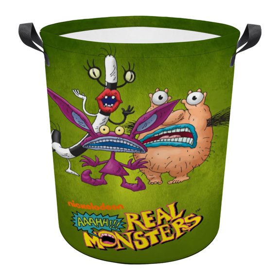 Aaahh!!! Real Monsters Laundry Hamper Storage Basket Toys Clothes Organizer Bin For Home Bathroom Bedroom Dorm Nursery 13.4 x 16.5 inches