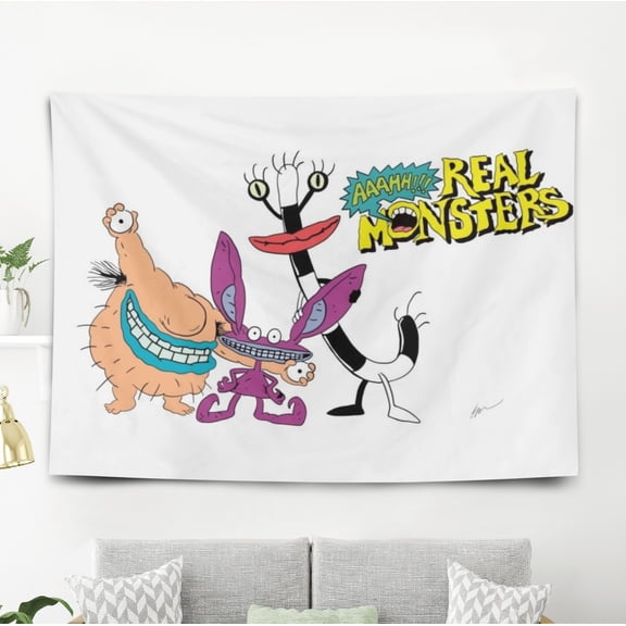 Aaahh!! Real Monsters Tapestry Gift Wall Hanging Backdrop for Room Bedroom Girls Fans Background Banner Party Birthday Supplies Decor