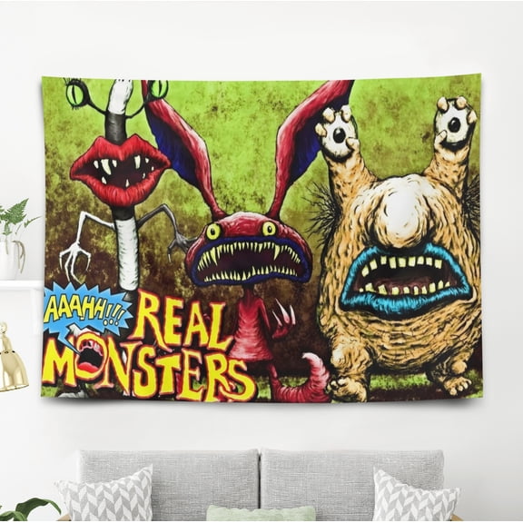 Aaahh!!! Real Monsters Tapestry Poster Wall Hanging Art Decor for Living Room Bedroom Dorm Birthday Gift for Kids 80 x 60 inch