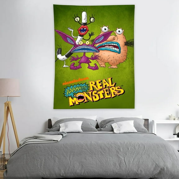 Aaahh!!! Real Monsters Tapestry Wall Hanging Decor for Bedroom Wall Art Funny Home Decoration 30x40in