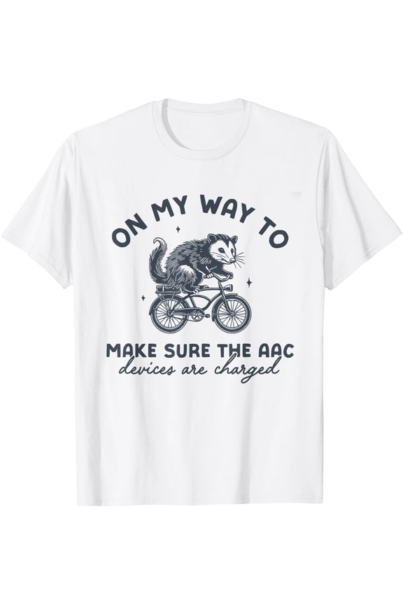 Aac Speech Therapists Slp Opossum On Bike T-Shirt, Vintage T-Shirt