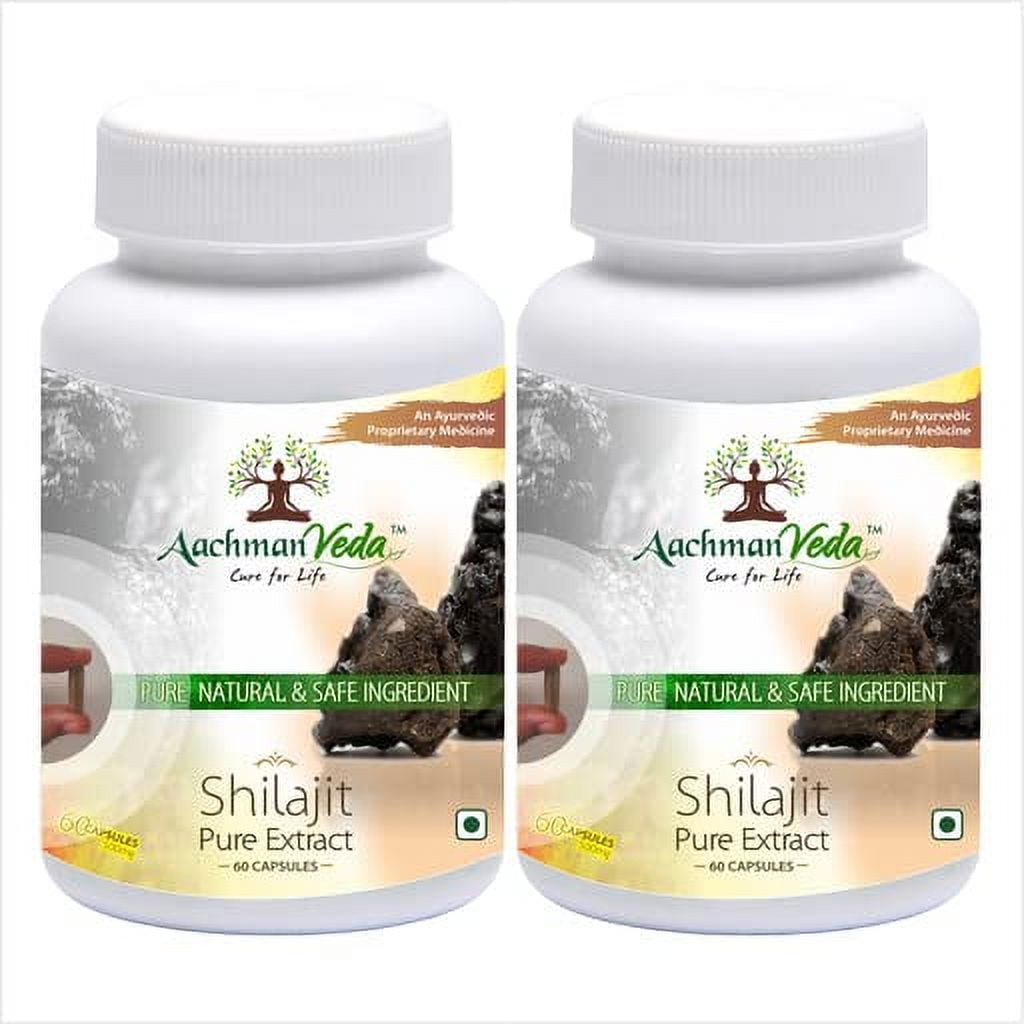 Aachman Veda Shilajit Pure Extract Capsules - 120 Count 
