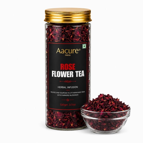 Aacure Rose Flower Tea | 120+Cups 3oz| Natural Whole Dried Rose Petals from Himalayas