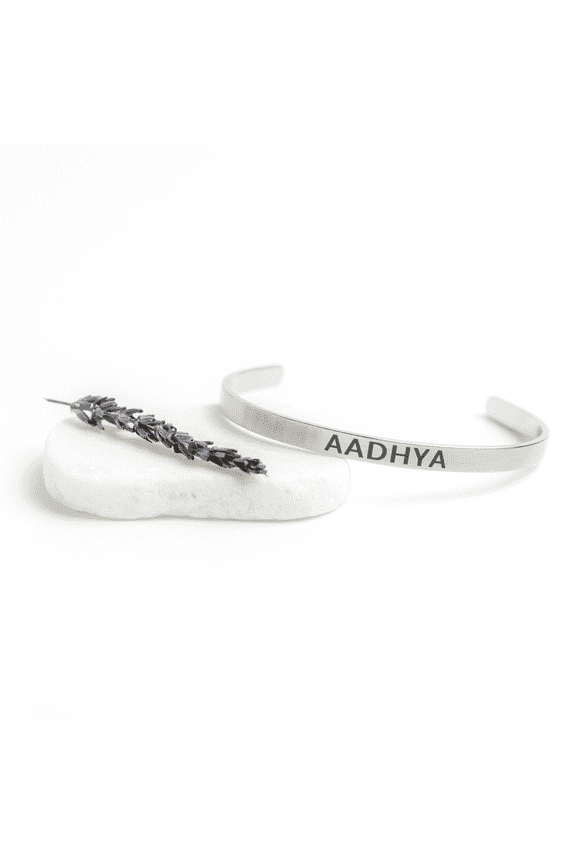 Aadhya Bracelet for Women - Personalized Cuff Bangle for Aadhya - Custom Name Gifts for Her Color: Silver