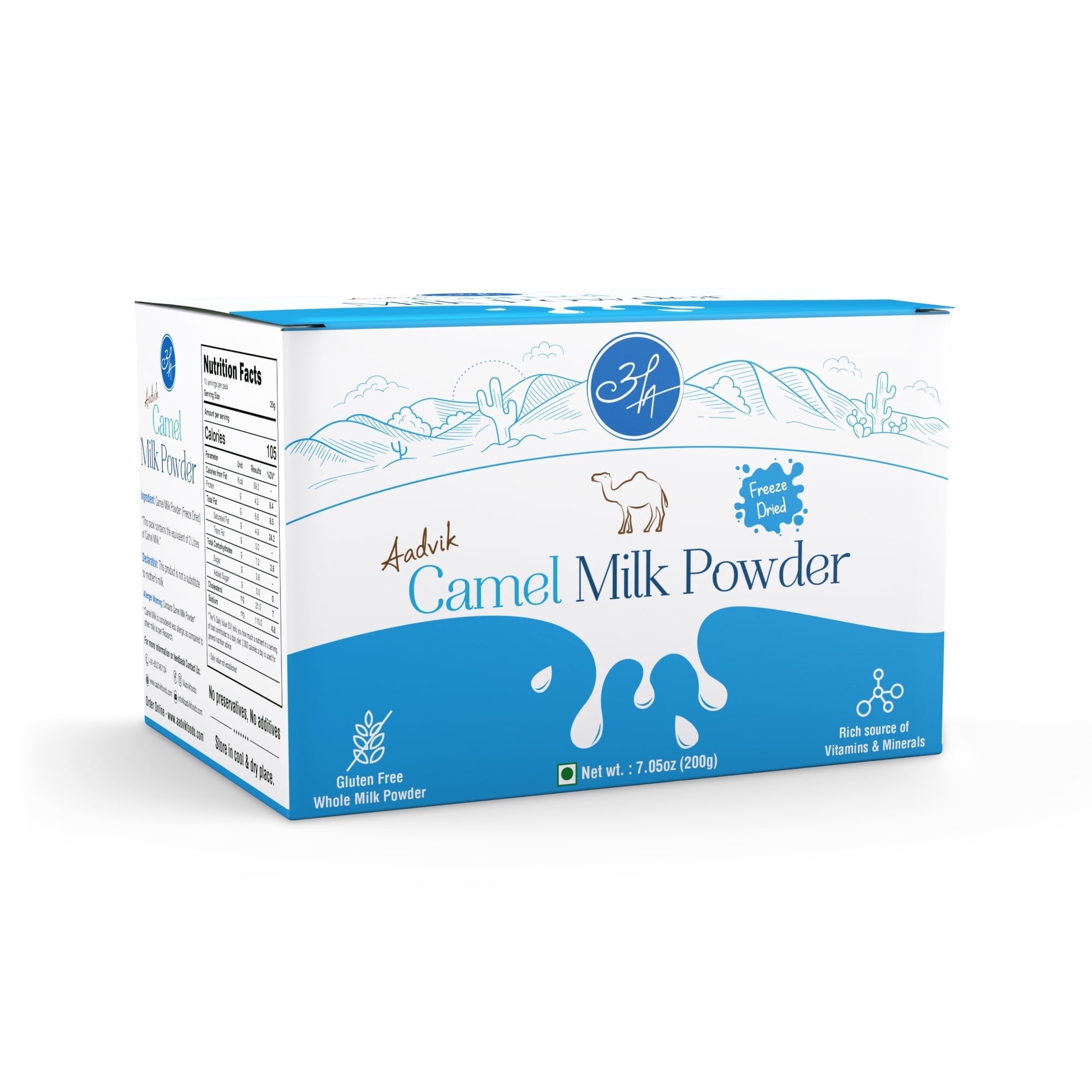Aadvik Camel Milk Powder | Freeze Dried | Pure and Natural | 20g x 10 sachets | 200 GMS
