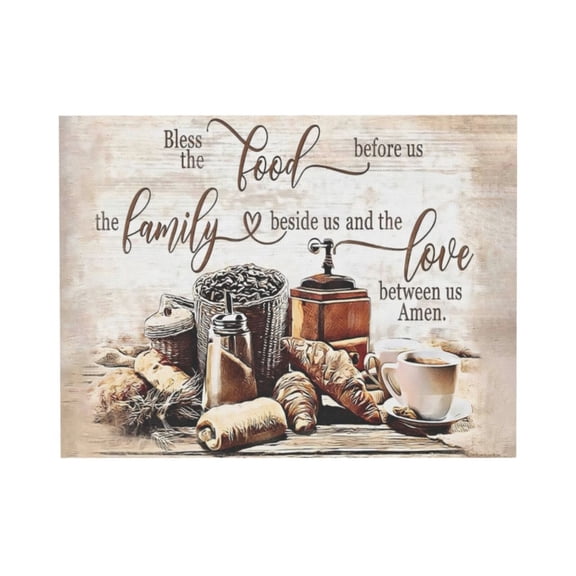 Aaekzj Coffee Large Wall Art Christian Coffee Wall Art Bless The Food Wall Decor Kitchen Pictures Canvas Prints Modern Artwork for Home Kitchen Dining Room Living Room Cafe 8x10in No Framed