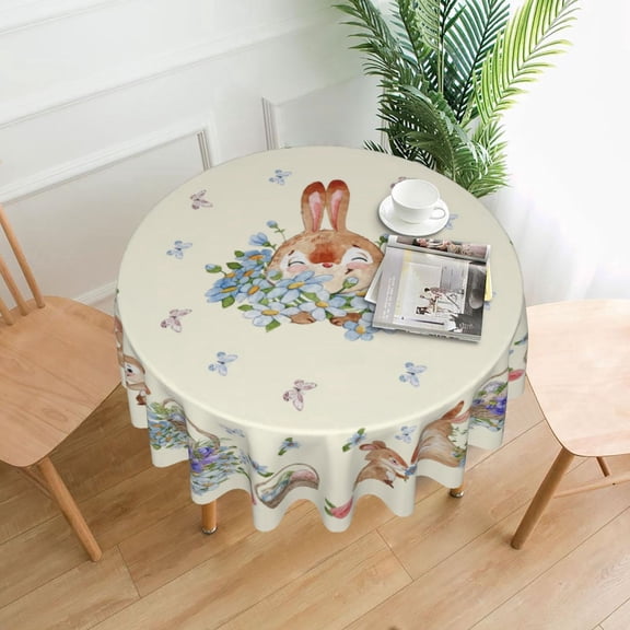 Aaekzj Happy Autumn Tablecloth Round 60 Inch Fall Leaf Harvest Table Cloths Polyester Fabric Thanksgiving Fall Leaf Seasonal Table Cover for Kitchen Dining Room Picnic Party Autumn Fall Outdoor