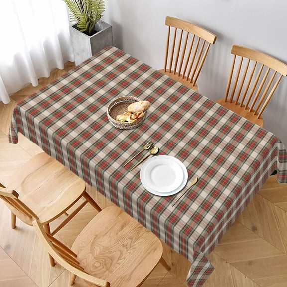 Aaekzj Red Tartan Plaid Snowflake Christmas Tablecloth 60x90 Rectangular Winter Holiday Tablecloths for Rectangle Tables Parties Dining Farmhouse Kitchen Decor
