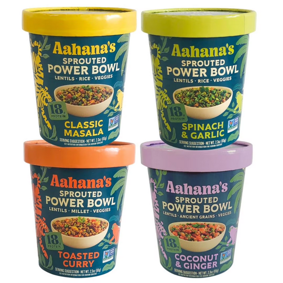 Aahana's Lentil & Rice Bowls - Vegan, Gluten-Free, Ready-to-Eat, Meals in Cup - Indian Food - Kitchari (Variety Pack of 4)