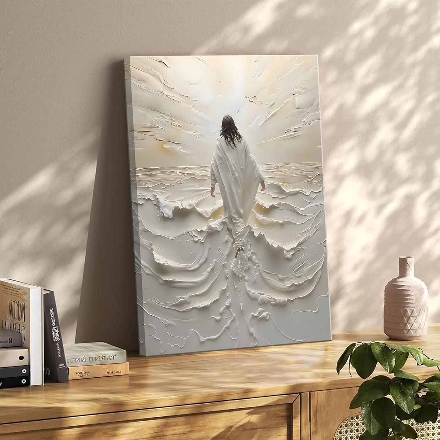 Aaheei Abstract Jesus Walking on Water Canvas Wall Art Christian ...