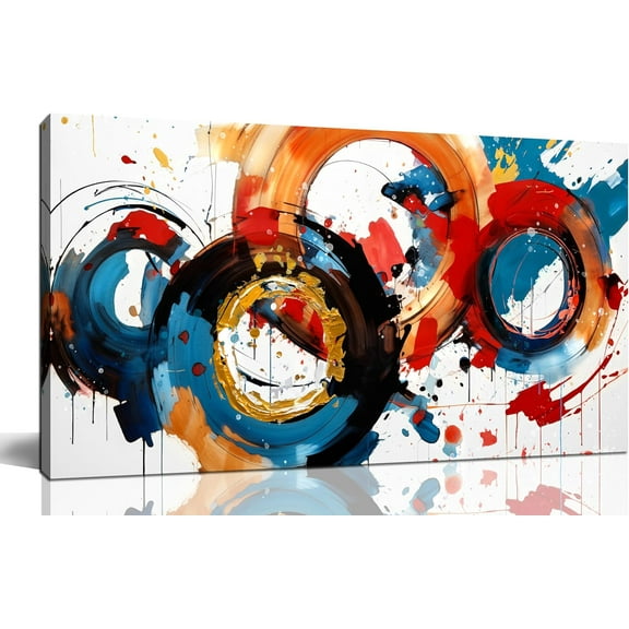 Aaheei Abstract Wall Art Canvas Prints, Modern Living Room, Bedroom & Office Decor, Colorful Circle Abstract Painting, Contemporary Canvas Wall Artwork, Ready to Hang 8 x 10 in