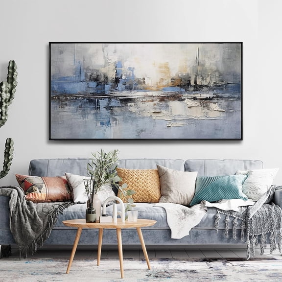 Aaheei Abstract Wall Art Wall Decor Blue and Gray White Modern Canvas Art Print Abstract Artwork Framed Pictures Can Be Hung Directly Wide Application & Stylish Gift for Home Decor 11x14