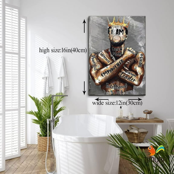 Aaheei African American Wall Art Inspirational Black Man Men Portrait Wall Art Afro King Poster Abstract Motivational Quotes Canvas Prints Painting Home Decor for Bedroom Living Room Gift