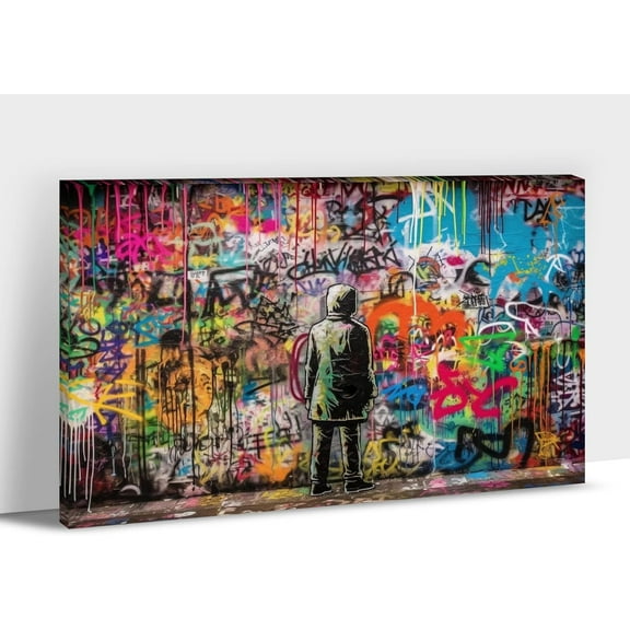 Aaheei Banksy Graffiti Canvas Wall Art - Modern Abstract Street Pop Poster for Teen Men Bedroom Living Room Decor - Cool AI Painting