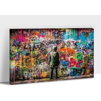 Aaheei Banksy Graffiti Canvas Wall Art - Modern Abstract Street Pop Poster for Teen Men Bedroom Living Room Decor - Cool AI Painting